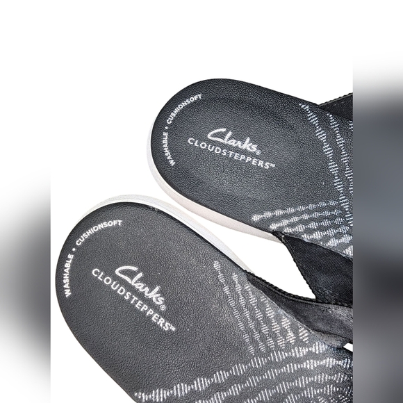 CLARKS cloudsteppers Mira isles sandals black white size 10 - Picture 3 of 6